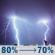 Saturday Night: Showers and thunderstorms. Mostly cloudy, with a low around 66. Southwest wind around 10 mph. Chance of precipitation is 80%. Saturday Night: Showers And Thunderstorms