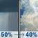 Friday: A chance of rain showers before 2pm, then a chance of showers and thunderstorms. Partly sunny, with a high near 71. South wind around 7 mph. Chance of precipitation is 50%. Friday: Chance Rain Showers